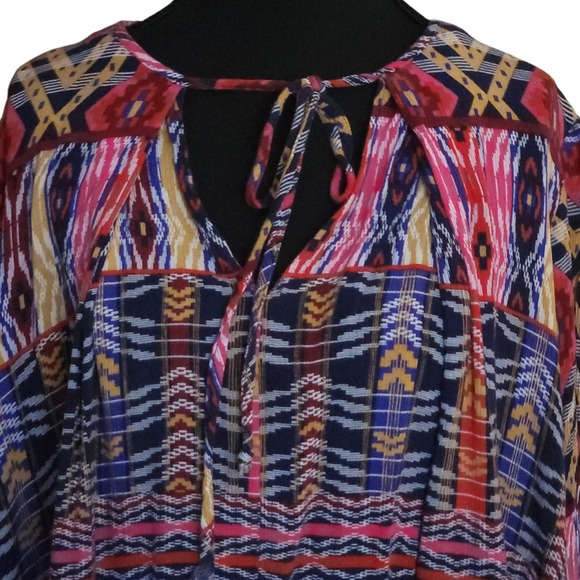 Anthropologie Uncle Frank Small Boho Mixed Print Tassel Tie Tunic Dress $148 - Picture 3 of 9